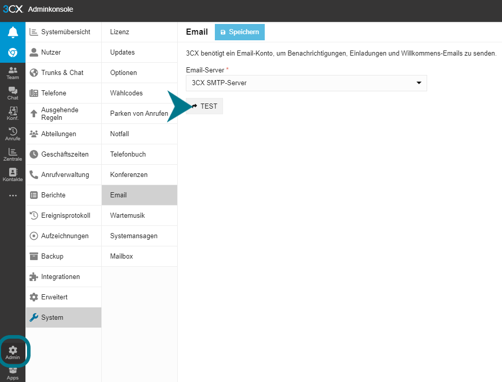 3CX Email Einstellungen