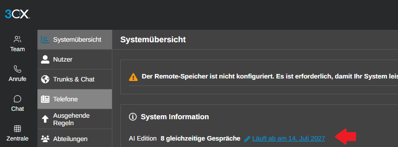 Lizenzstatus unter Systemübersicht prüfen